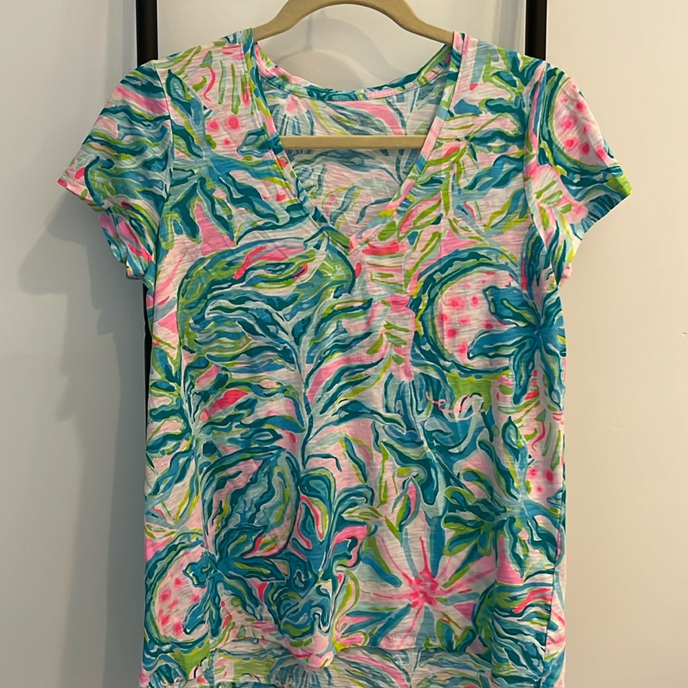 Lilly Pulitzer Etta Top Multicolor One in a Melon Short Sleeve Women Size S
